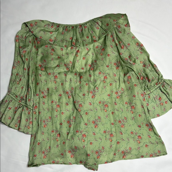 TIMO Rose Field Floral Cascade Ruffle Womens  Blouse Size M - Picture 8 of 8